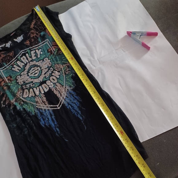 Harley Davidson Rose Wing Tee XS Black -Lace Back -Rhinestone Embellished - Picture 8 of 10